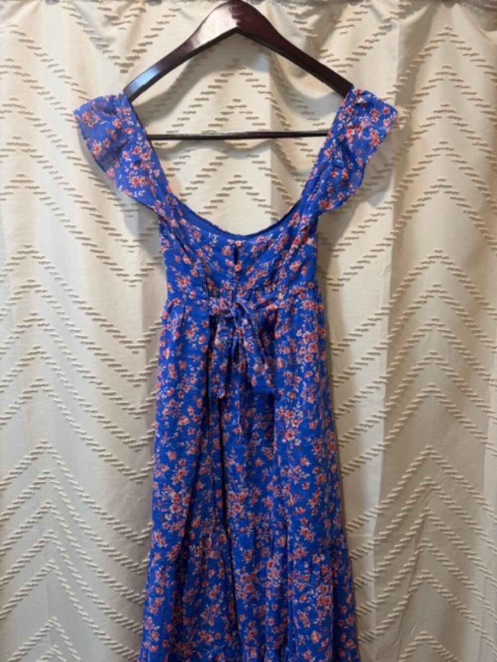 Berthie Paris Blue Floral Ruffle Tiered Midi Dress - Picture 13 of 14